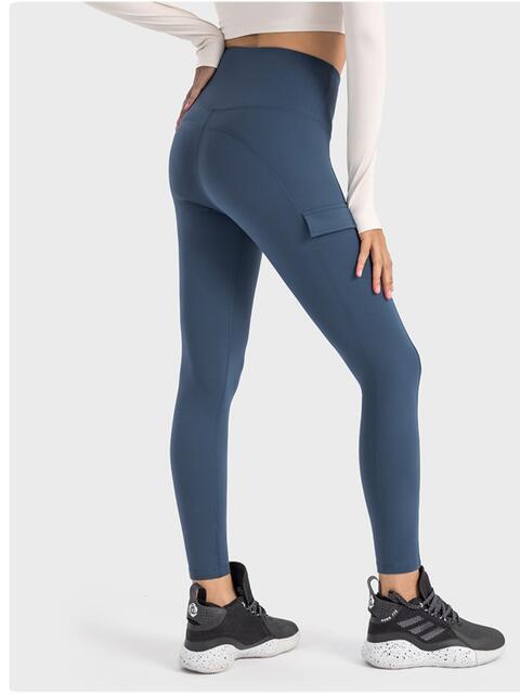 Wide Waistband Sports Leggings Dusty Blue