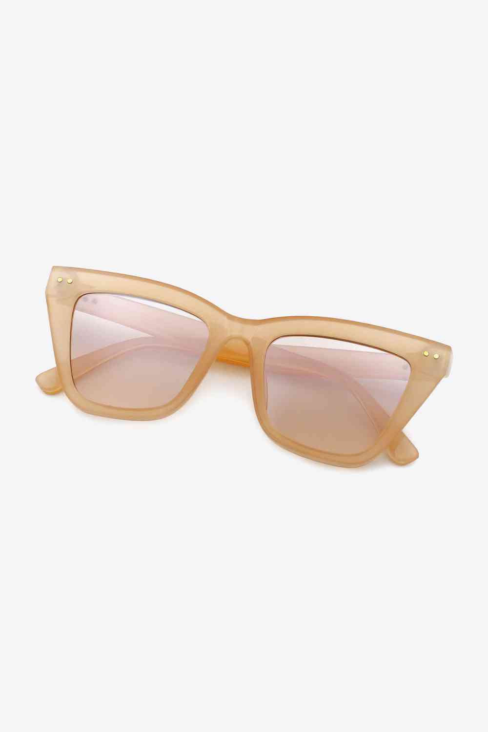 UV400 Polycarbonate Frame Sunglasses Light Apricot One Size