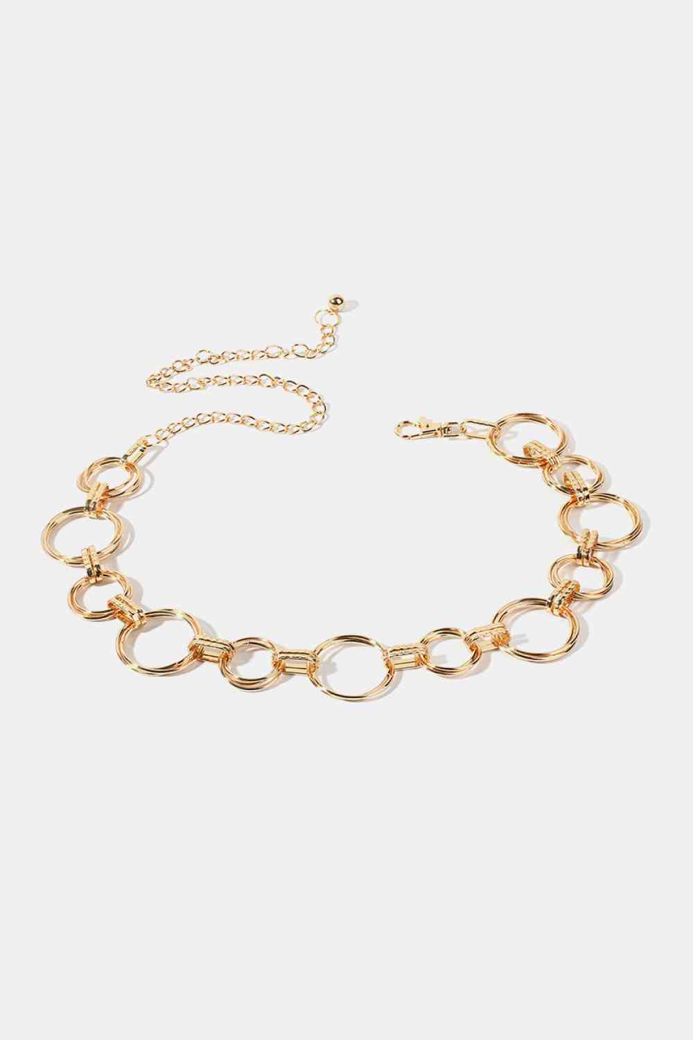 Alloy Chain Circle Shape Belt Gold One Size