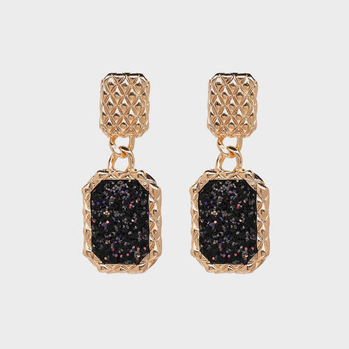 Geometric Alloy Dangle Earrings Black One Size