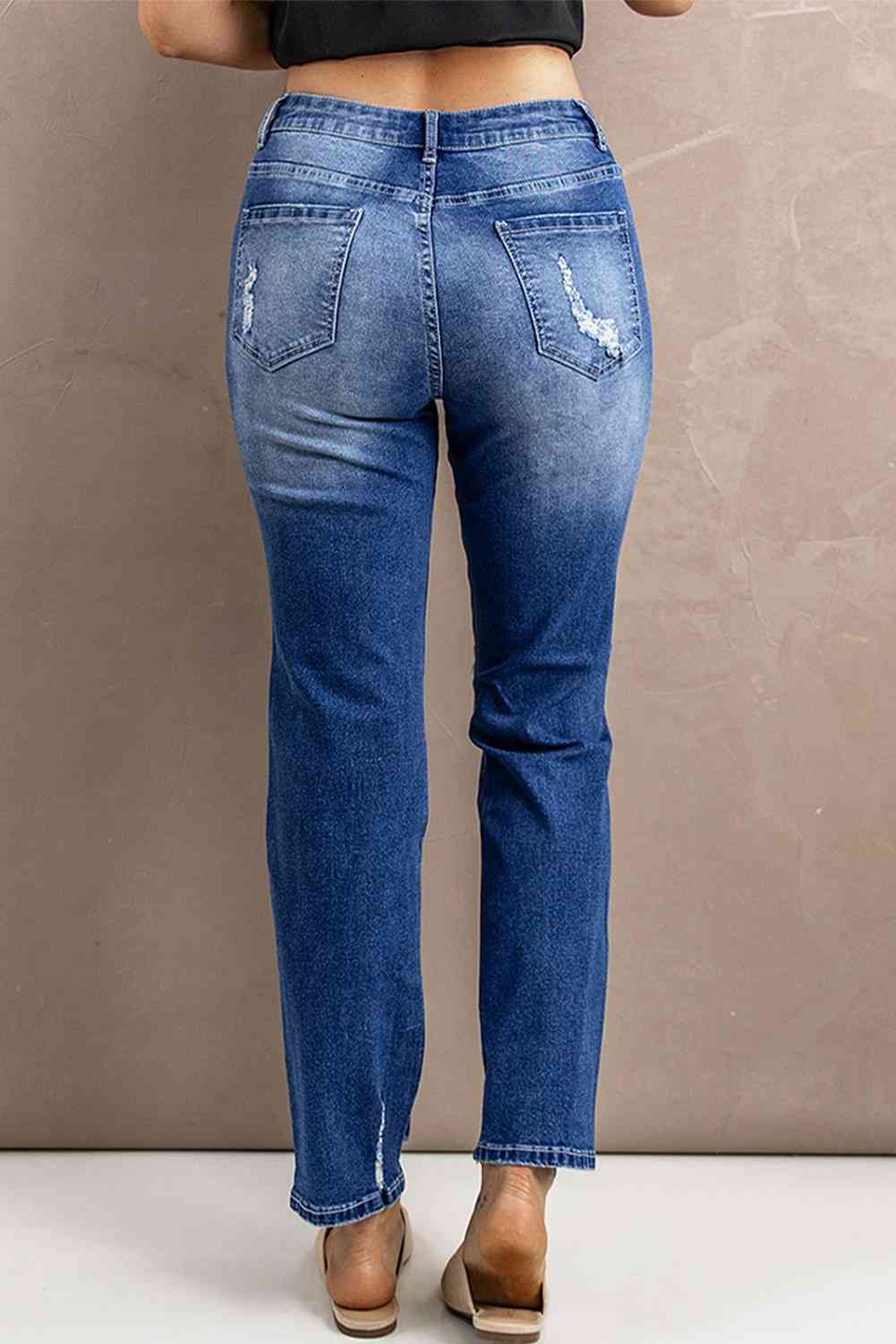 Baeful Distressed High-Rise Jeans with Pockets