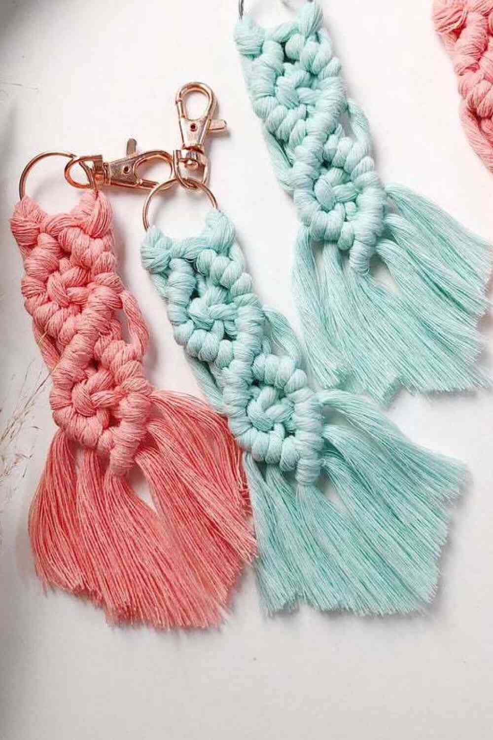 Assorted 4-Pack Macrame Fringe Keychain