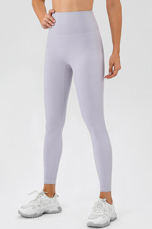 High Waistband Active Leggings Light Gray