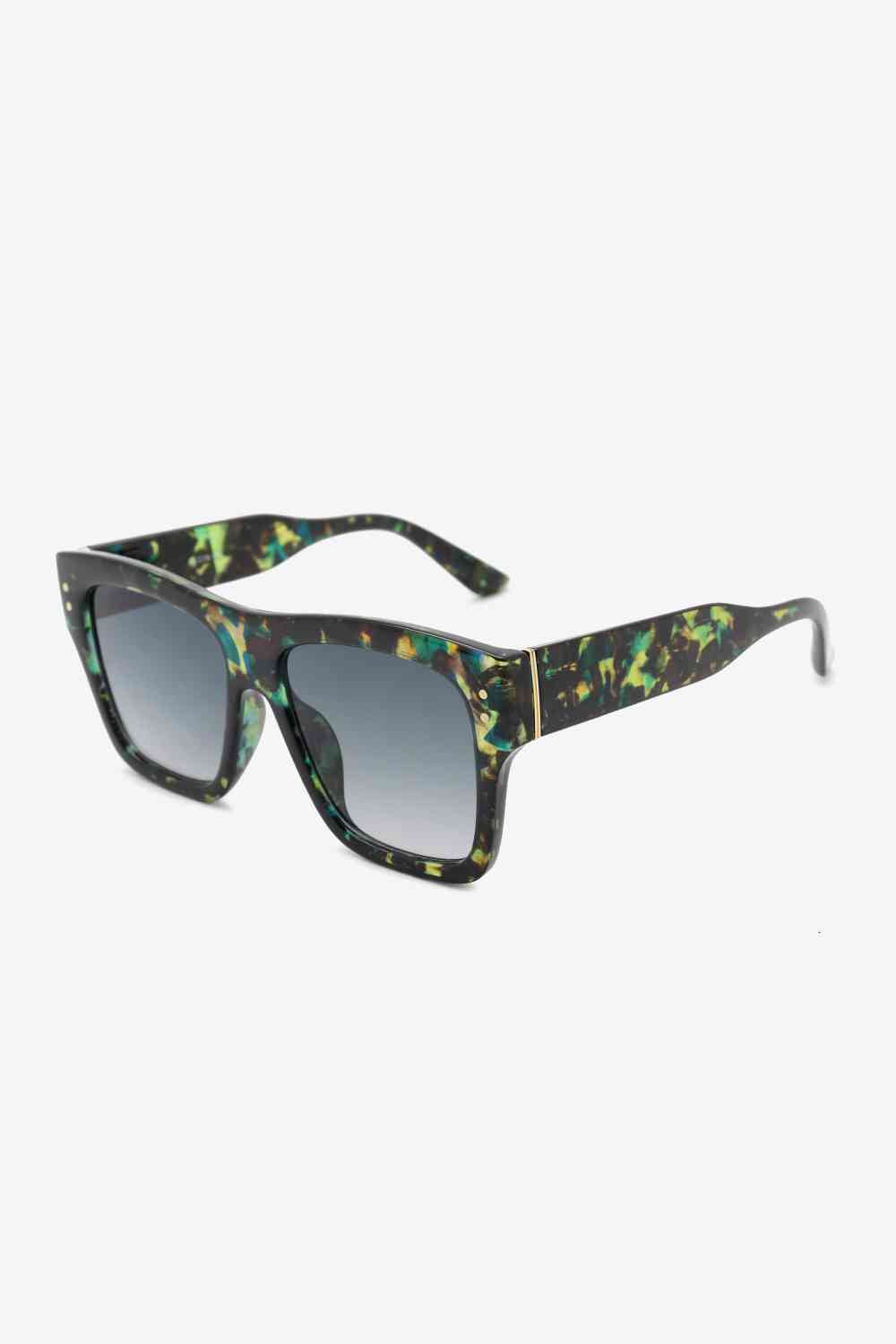 UV400 Patterned Polycarbonate Square Sunglasses Black One Size