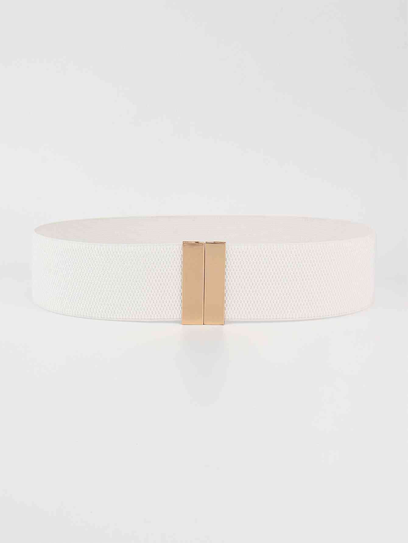 Alloy Buckle Elastic Belt White/Gold One Size