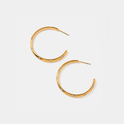 Zircon 18K Gold-Plated C-Hoop Earrings White One Size
