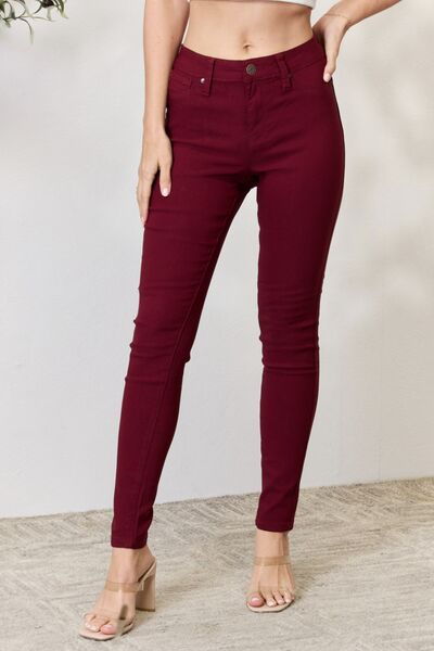 YMI Jeanswear Hyperstretch Mid-Rise Skinny Jeans DARK WINE