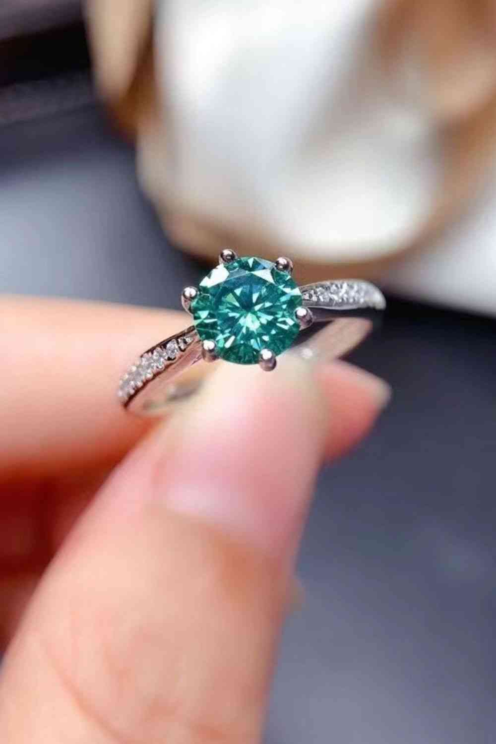 All For You 2 Carat Moissanite 925 Sterling Silver Ring Green