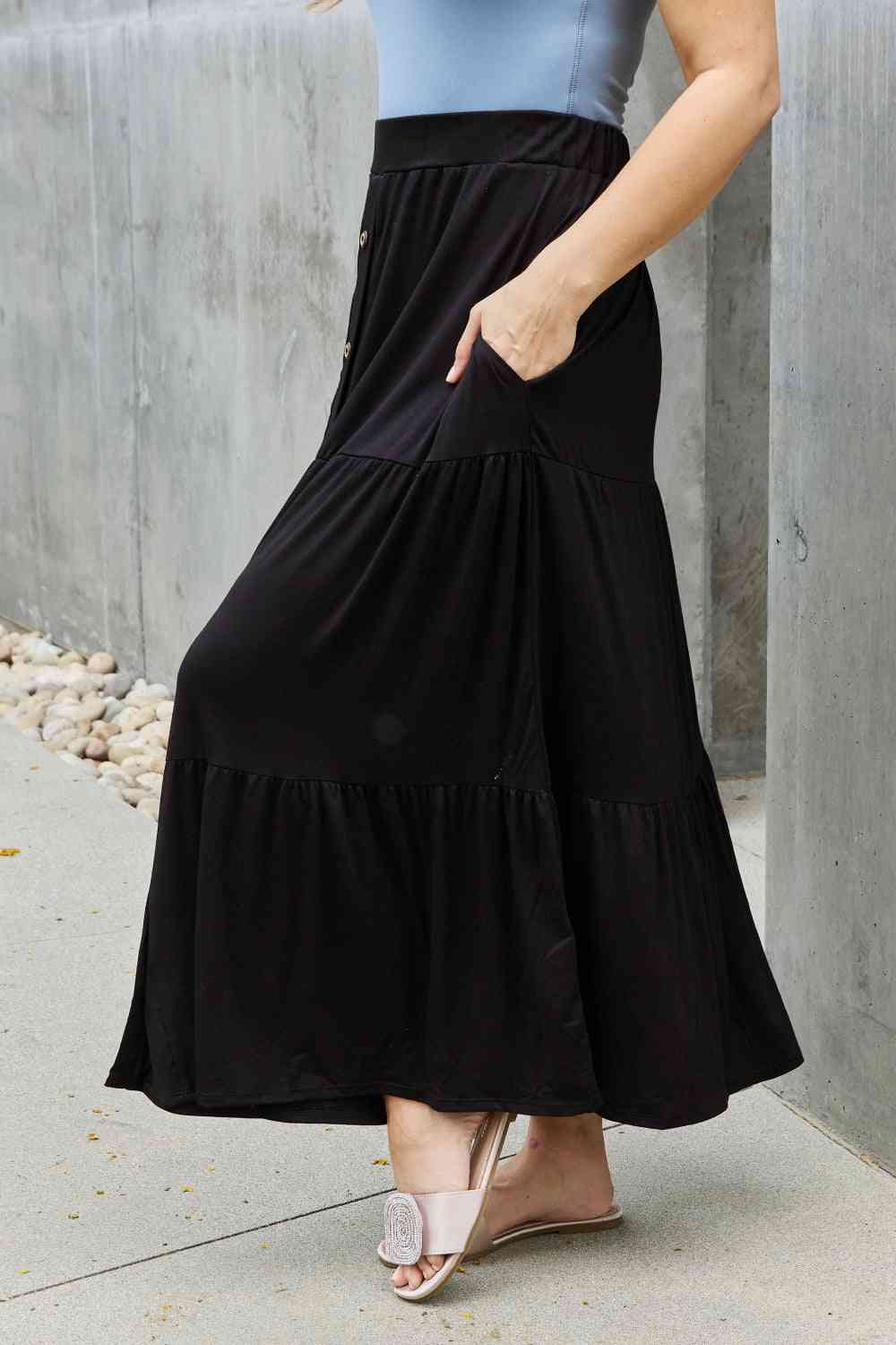 Heimish So Easy Full Size Solid Maxi Skirt