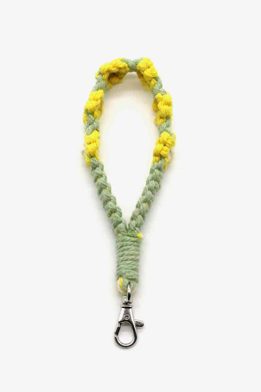 Assorted 4-Pack Hand-Woven Flower Macrame Wristlet Keychain Banana Yellow One Size