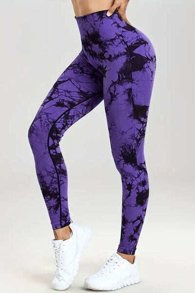 Printed High Waist Active Pants Violet