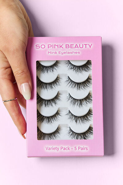 SO PINK BEAUTY Mink Eyelashes 5 Pairs Soft Glam One Size