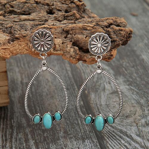 Artificial Turquoise Teardrop Earrings Teal One Size