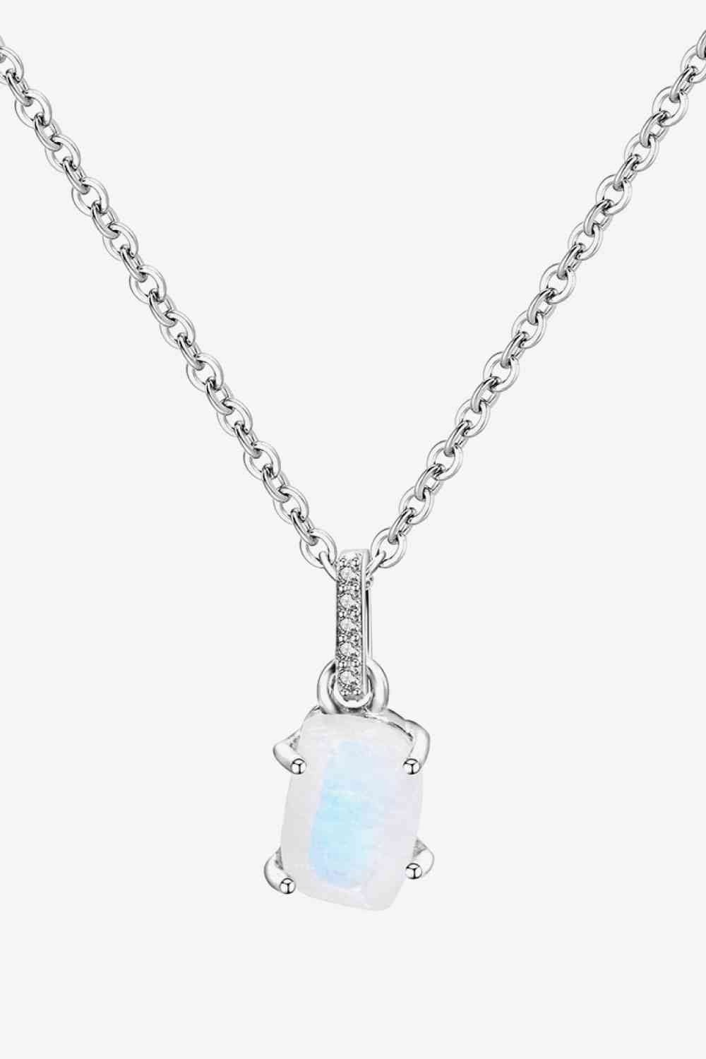 Natural Moonstone 4-Prong Pendant Necklace Silver One Size