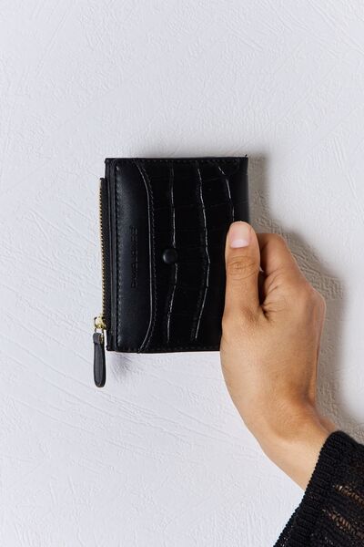 David Jones Texture PU Leather Mini Wallet BLACK One Size