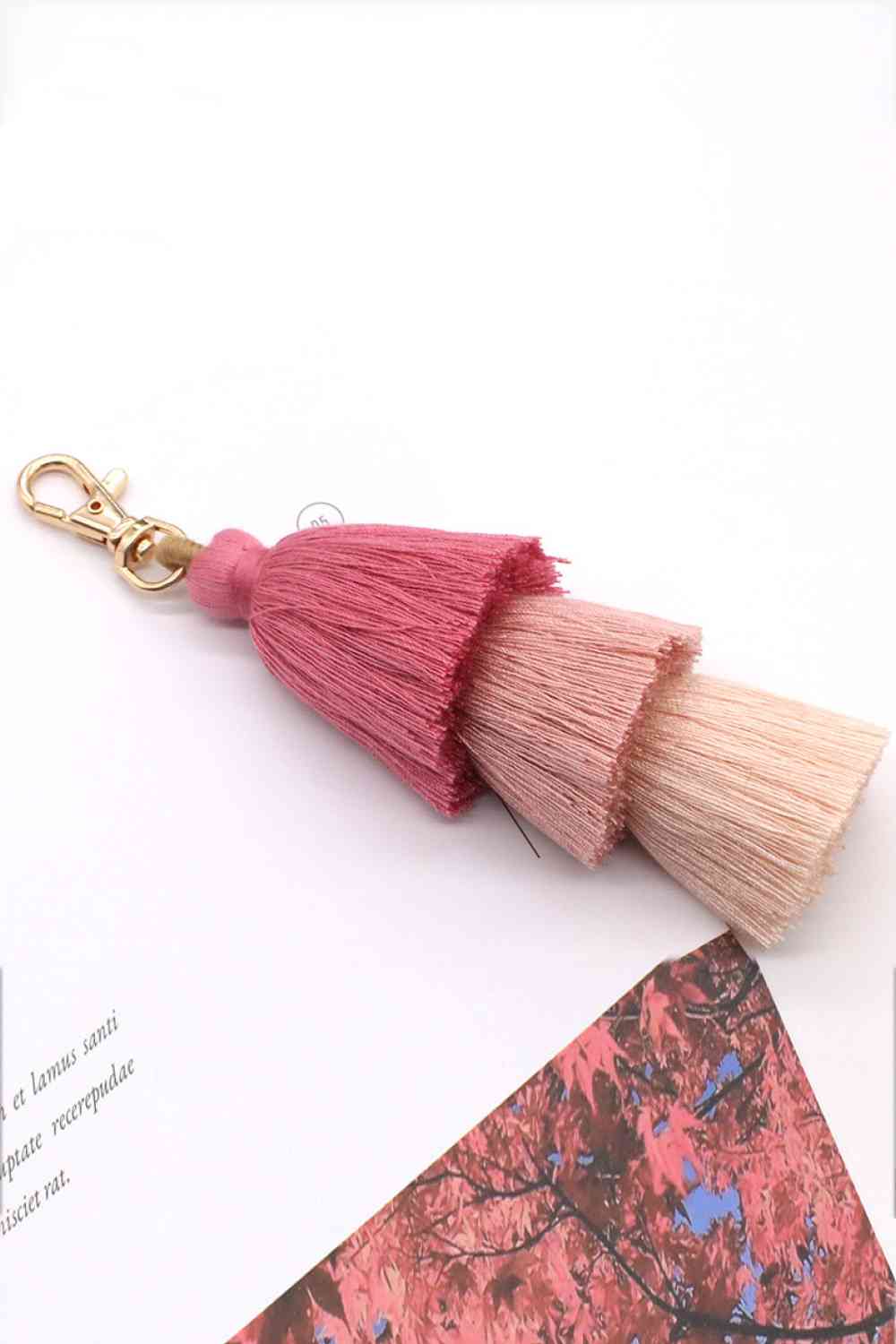 Assorted 4-Pack Multicolored Fringe Keychain Rouge Pink One Size