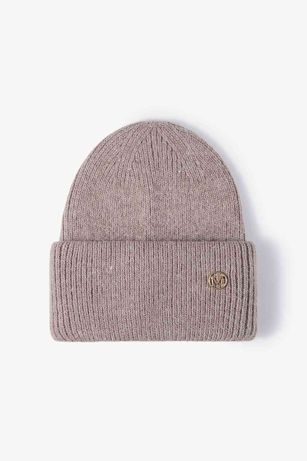 M Rib-Knit Cuff Beanie Mauve One Size