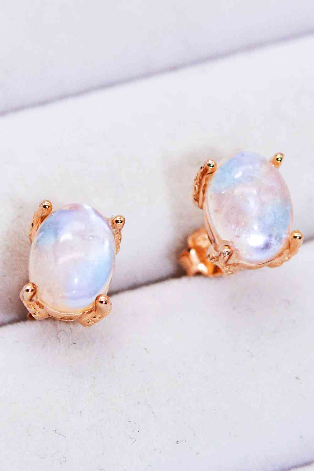 Natural Moonstone 4-Prong Stud Earrings