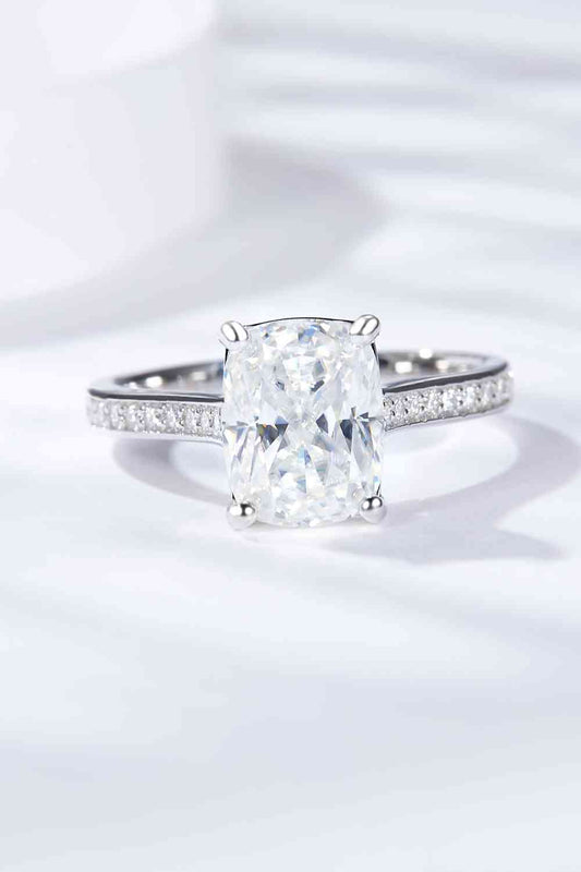 3 Carat Moissanite Platinum-Plated Side Stone Ring Silver