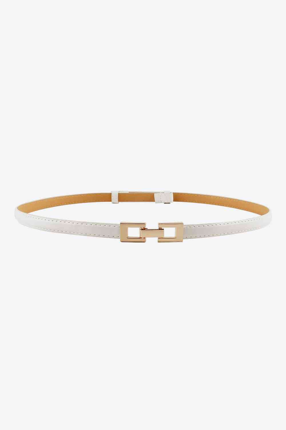 PU Skinny Belt White One Size