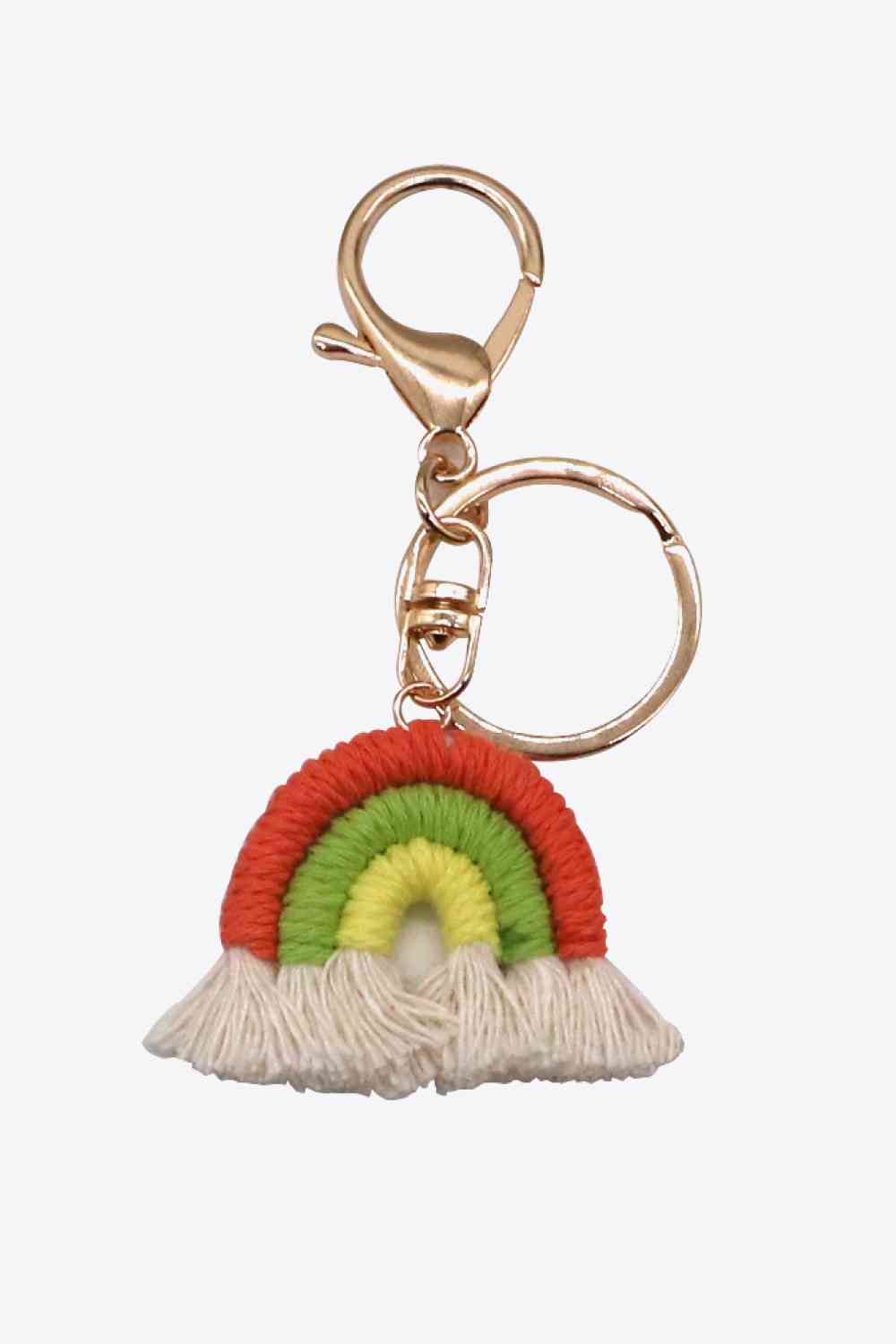 Assorted 4-Pack Rainbow Fringe Keychain Red/Green/Yellow One Size