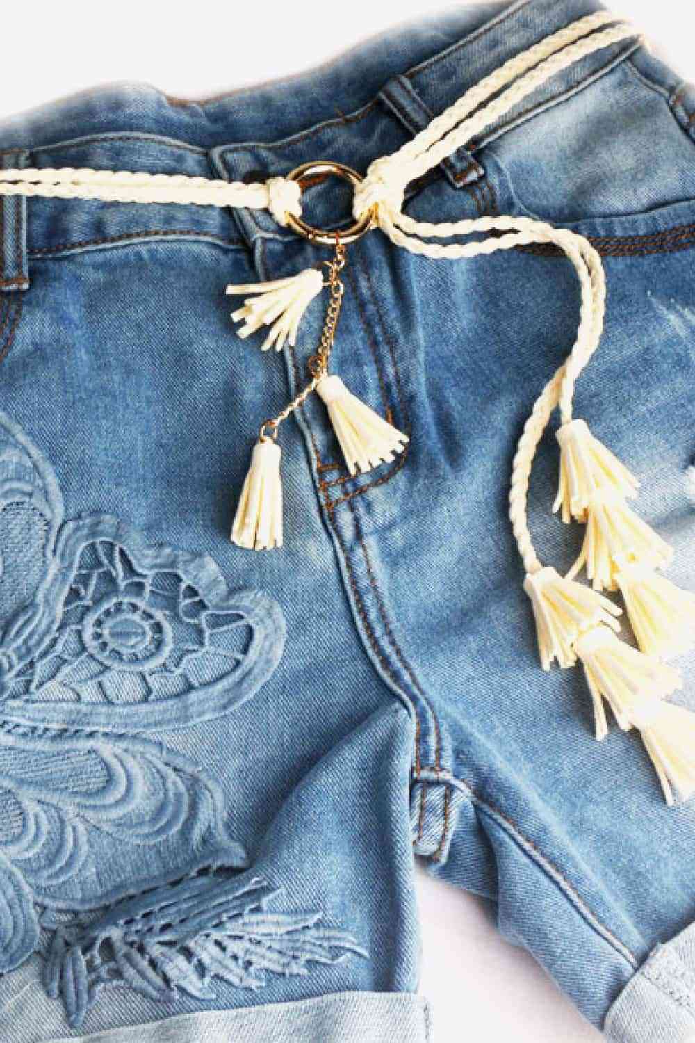 Braid Belt with Tassels Ivory One Size