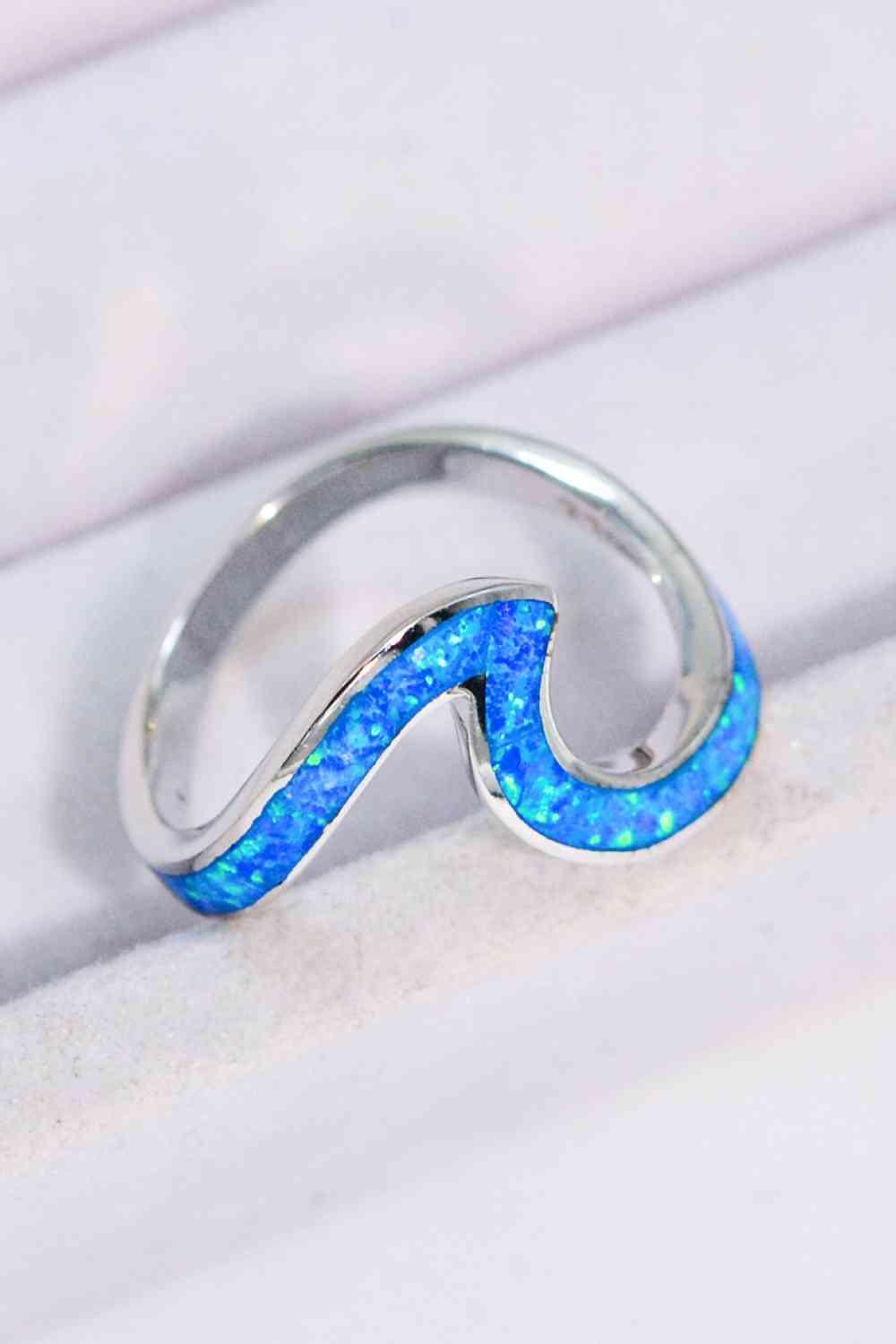 Opal Contrast 925 Sterling Silver Ring Cobalt Blue