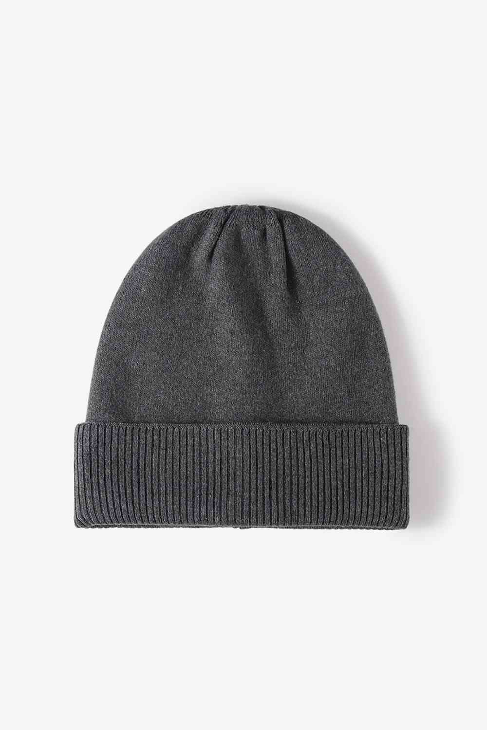 Cuff Knitted Beanie Dark Gray One Size