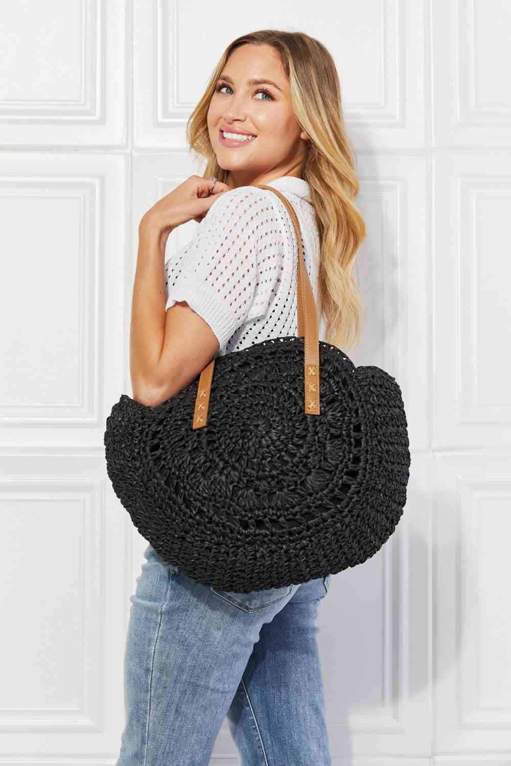 Justin Taylor C'est La Vie Crochet Handbag in Black Black One Size