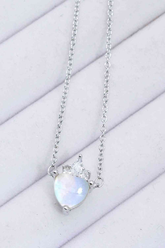 925 Sterling Silver Moonstone Heart Pendant Necklace Moonstone One Size