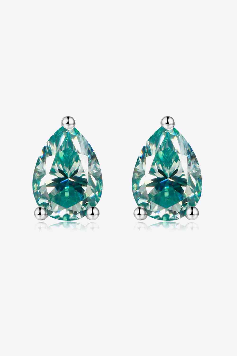 2 Carat Moissanite Teardrop Earrings Teal One Size