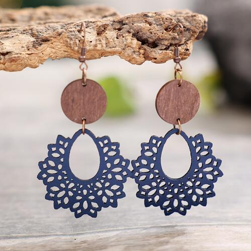 Geometric Cutout Dangle Earrings Dusty Blue One Size