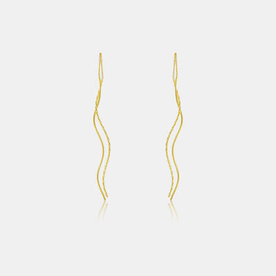 925 Sterling Silver Threader Earrings Gold One Size