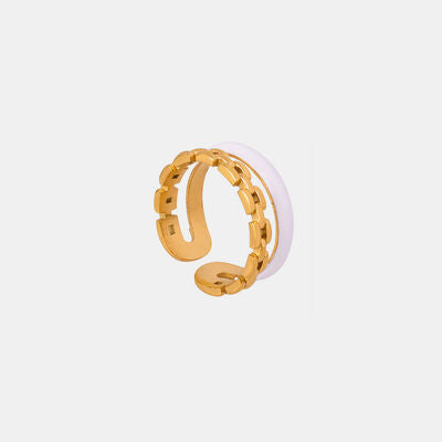 Enamel 18K Gold-Plated Open Ring Gold 7