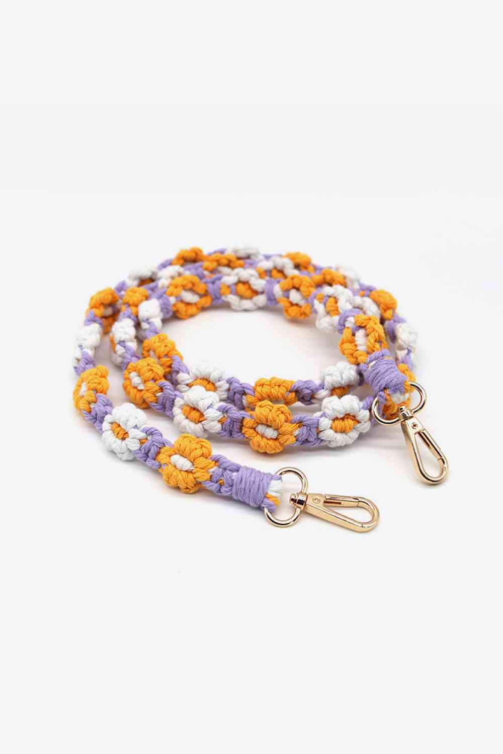 Macrame Flower Lanyard Orange/Purple One Size