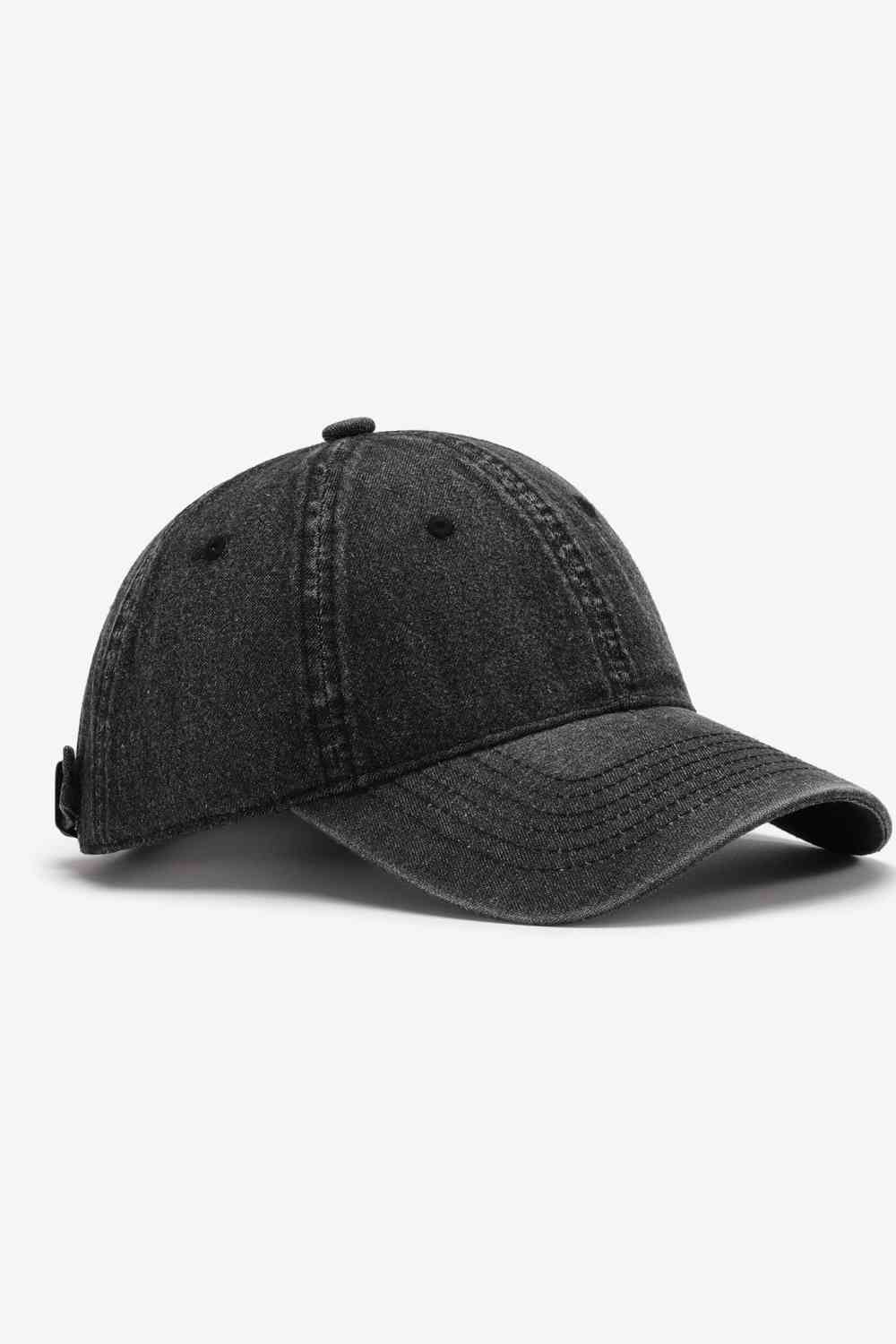 Plain Adjustable Baseball Cap Black One Size