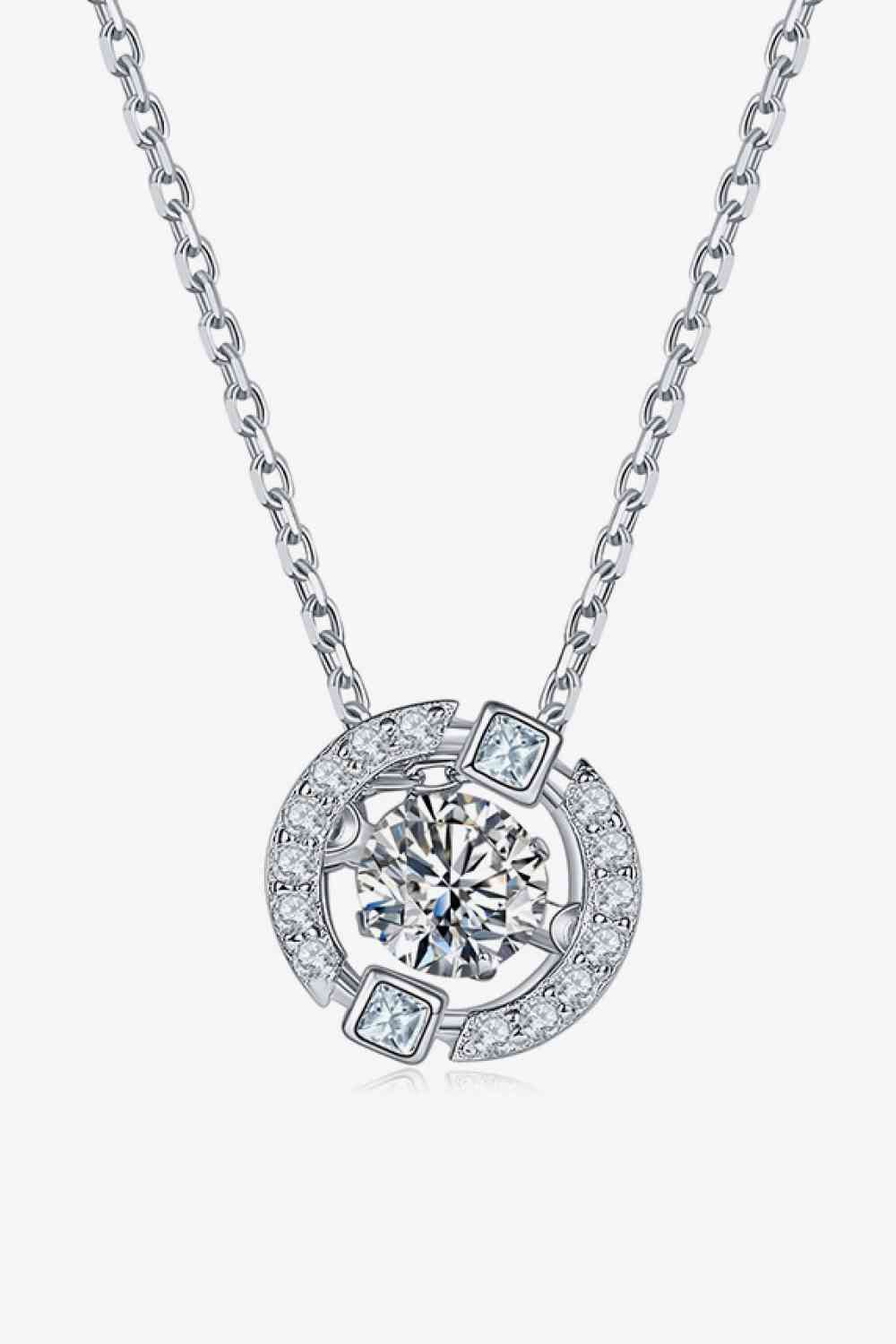 Moissanite Pendant Chain-Link Necklace Silver One Size
