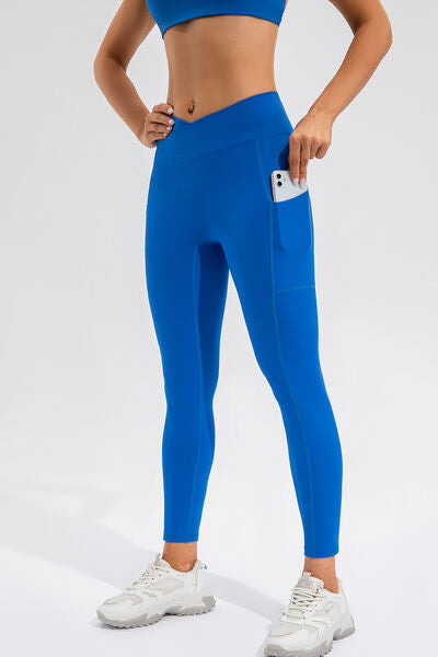High Waist Active Leggings with Pockets Royal Blue