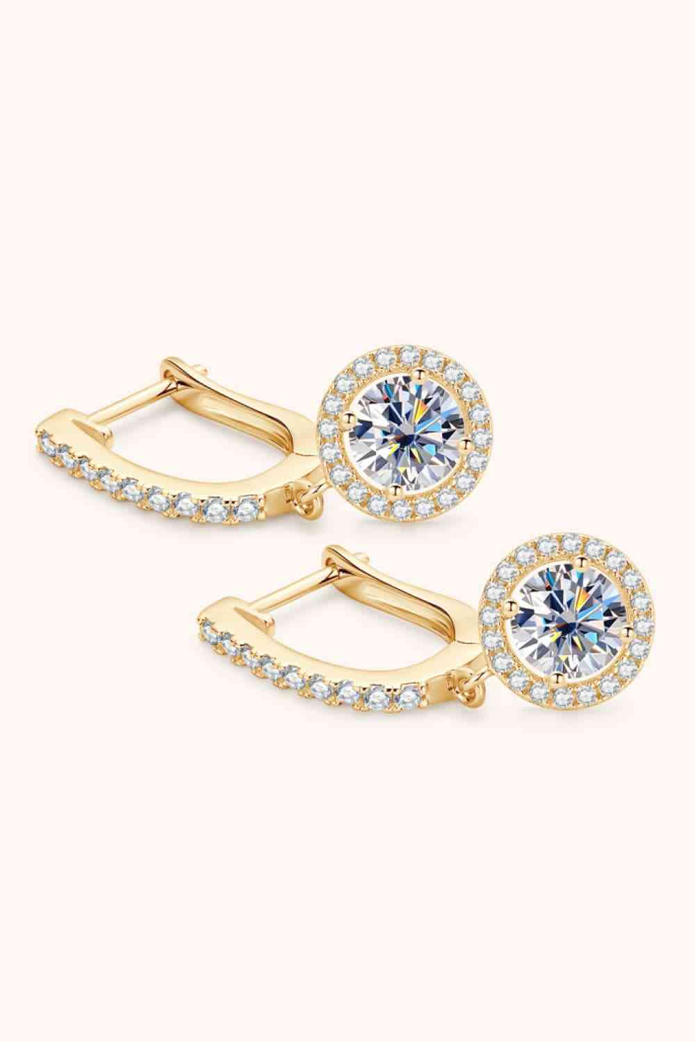 2 Carat Moissanite 925 Sterling Silver Drop Earrings Gold One Size