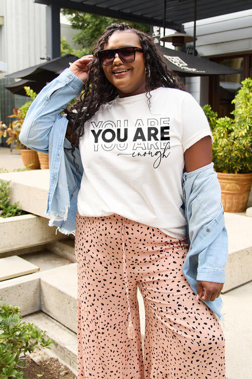 Simply Love Full Size YOU ARE ENOUGH Short Sleeve T-Shirt White