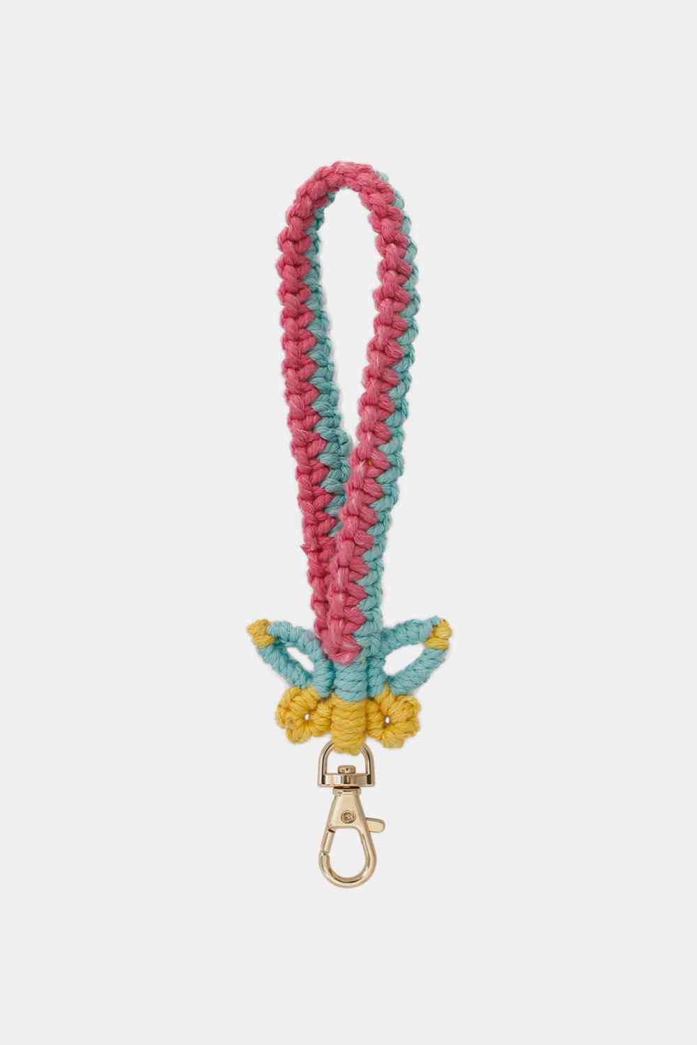 Butterfly Shape Macrame Key Chain Mint Blue One Size