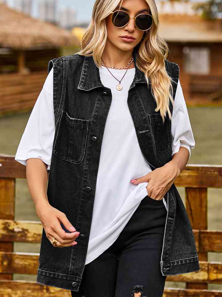 Sleeveless Denim Jacket Black