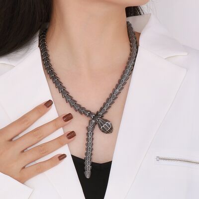 Stainless Steel Snake Shape Necklace Black One Size