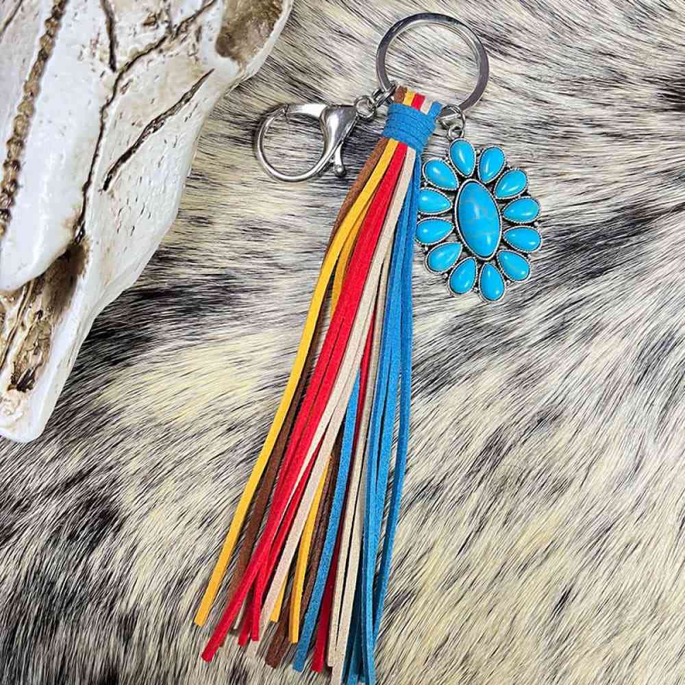 Turquoise Keychain with Tassel Style D One Size