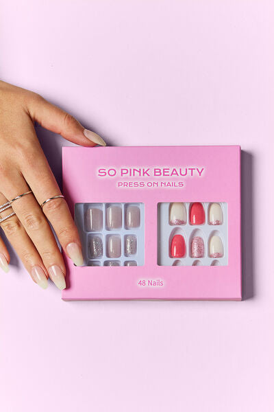 SO PINK BEAUTY Press On Nails 2 Packs Pop of Pink One Size