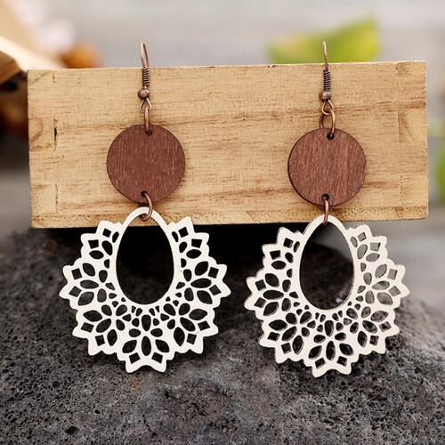 Geometric Cutout Dangle Earrings Ivory One Size