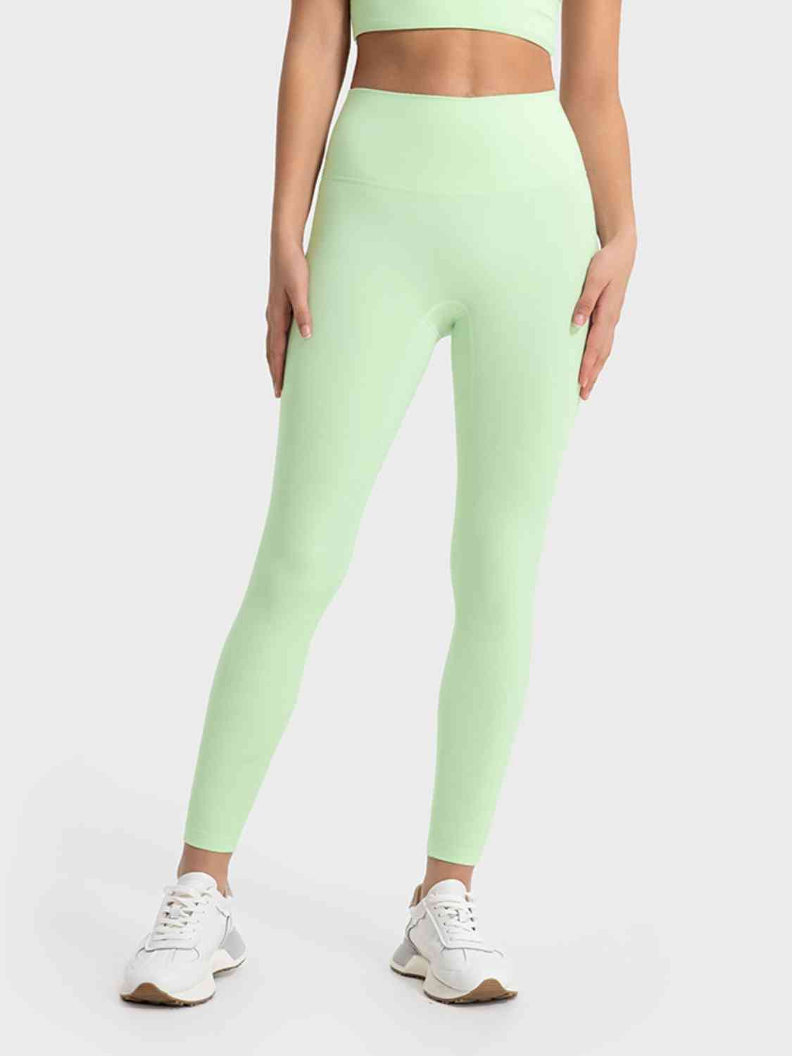 Wide Waistband Sports Leggings Light Green