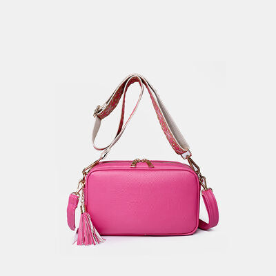 Tassel PU Leather Crossbody Bag Deep Rose One Size