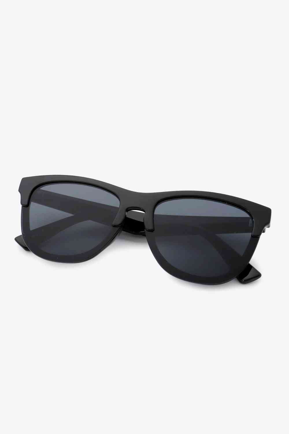UV400 Browline Wayfarer Sunglasses Black One Size