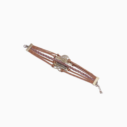 Alloy PU Leather Rope Bracelet Chestnut One Size